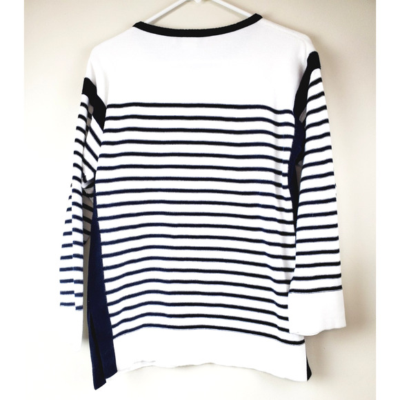 Sonia Rykiel Paris DESIGNER Womens 40 Sweater Blue & White Striped French Cotton - Picture 4 of 9